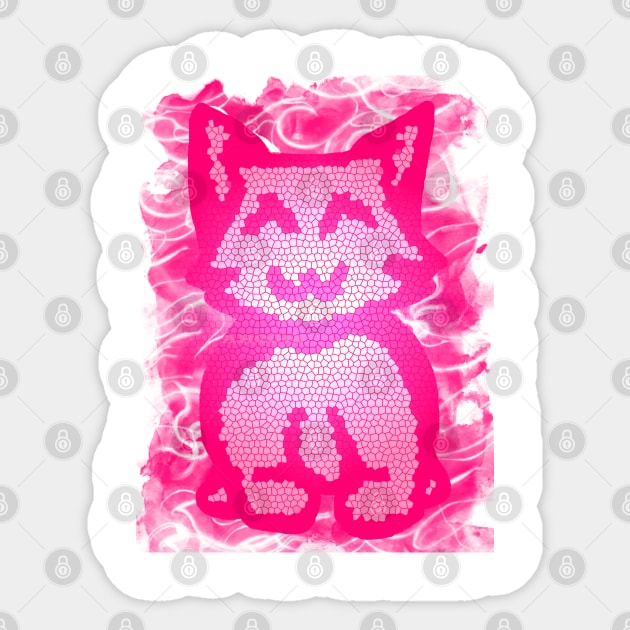 Pink Stained Glass Kitty Sticker by Not Meow Designs 